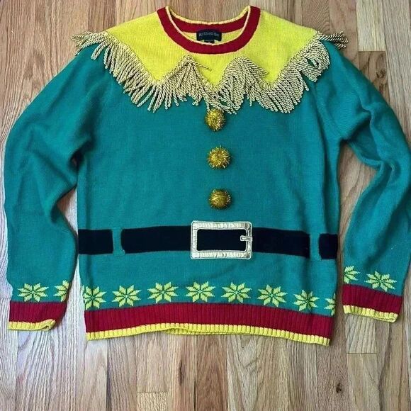 Blizzard Bay Ugly Christmas Holiday Sweater Elf Medium Long Sleeve - Picture 1 of 7